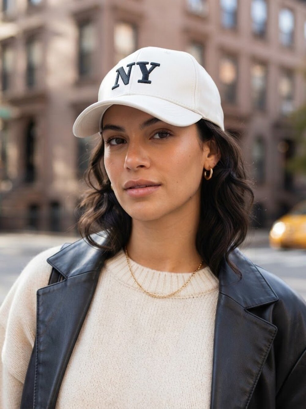 Women Men White Color Faux Leather Fashion Baseball Cap NY Hat Black New York